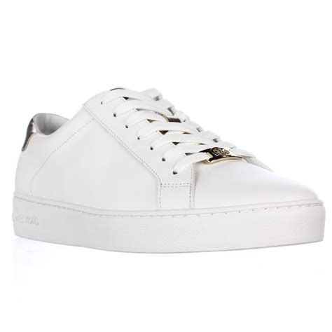 michael kors woman's irving white and gold leather sneakers|Michael Michael Kors Women's Irving Lace.